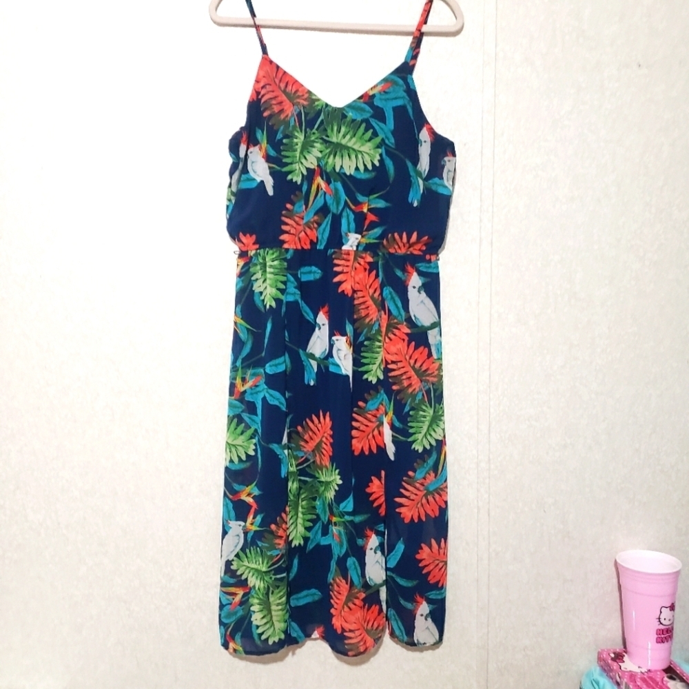 C Blue and Green Spaghetti Strap Sundress..size:L